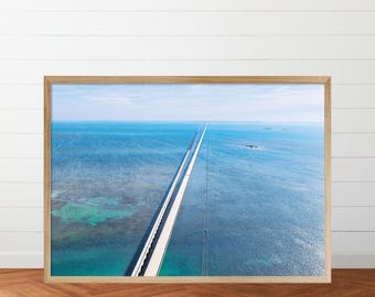 Seven Mile Bridge Florida Keys Aerial View Photo, 7 Mile Bridge Wall Decor Print, Florida Keys Photography, Ocean View, Coastal Wall Art