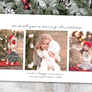 Carte de Noël simple avec photos | Carte de Noël avec 3 photos | Carte postale imprimable 5x7 carte de Noël | Photo simple de carte de Noël