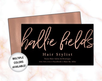 Rose Gold Foil Hairstylist Business Cards | Business Cards for Hairdresser | Hair Stylist Business Cards with Name | Foil Business Cards