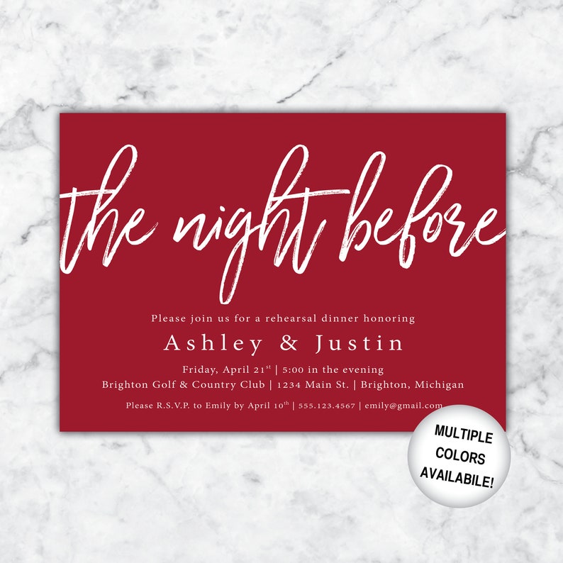 Rehearsal Dinner Invitations The Night Before Invitations Printable Wedding Invitations Package Wedding Rehearsal Invitations Template image 10