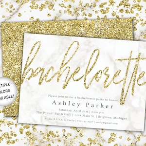 Black and Gold Bachelorette Party Invitation Bachelorette Invitation Template Black and Gold Glitter Bachelorette Party Invitation image 6