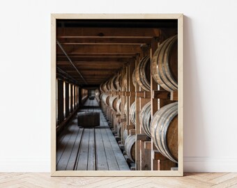 Bourbon Barrels Wall Art Photo Print Rackhouse, Distillery Photo, Whiskey Man Cave Decor, Kentucky Bourbon Wall Art, Barrels Wall Decor