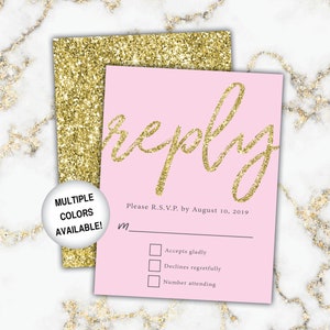 Gold Wedding Reply Cards Wedding RSVP Cards Gold and White Marble Gold Marble Wedding Reply Cards with Invitations Gold Wedding RSVP image 8