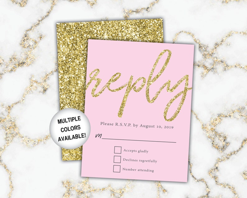 Gold Wedding Reply Cards Wedding RSVP Cards Gold and White Marble Gold Marble Wedding Reply Cards with Invitations Gold Wedding RSVP image 8