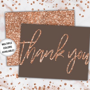 Rose Gold Thank You Cards Rose Gold Glitter Thank You Cards Printable Thank You Notecards Printable Thank You Cards Rose Gold image 8