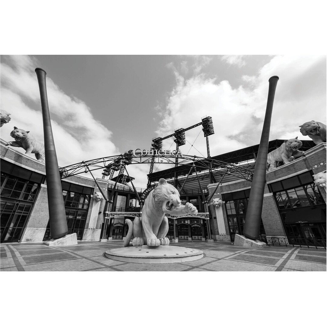 Detroit Tigers Statue Photography Comerica Park Tigers Statue Landscape Printed Photo Downtown