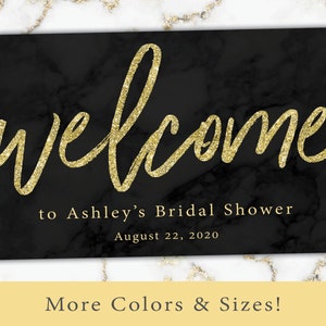 Black and Gold Welcome Sign for Shower Welcome Sign Template Gold Glitter Gold Welcome Sign Mounted Poster Welcome Poster image 6