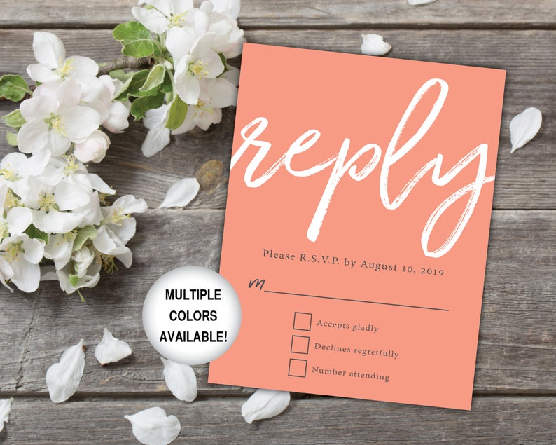 Printable Wedding Reply Card Black and White Wedding RSVP Card Wedding Reply Card for Invitations Wedding Reply Card Template RSVP image 4