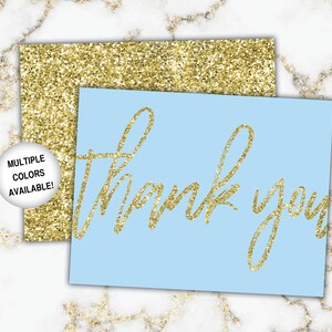 Gold Thank You Cards Gold Glitter Thank You Cards Printable Thank You Notecards Printable Thank You Cards Gold Glitter image 9