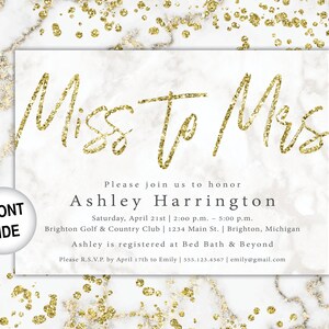 Miss to Mrs Bridal Shower Invitation Navy and Gold Bridal Shower Invitation Miss to Mrs Gold Glitter Gold and Navy From Miss to Mrs image 3