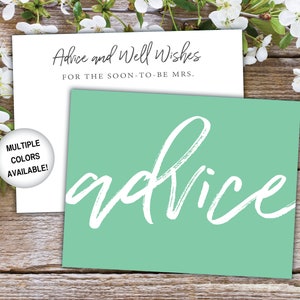Advice Card Insert for Bridal Shower Bridal Shower Advice Card Template Advice and Well Wishes Card Printable Advice Card for Bride image 9