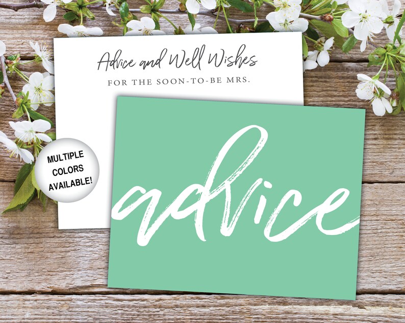 Advice Card Insert for Bridal Shower Bridal Shower Advice Card Template Advice and Well Wishes Card Printable Advice Card for Bride image 9