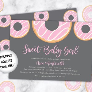Donut Baby Shower Invitation For Girl | Sweet Baby Shower Invitation with Donuts | Printable Girl Baby Shower Invitation | Pink Donuts