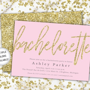Black and Gold Bachelorette Party Invitation Bachelorette Invitation Template Black and Gold Glitter Bachelorette Party Invitation image 7