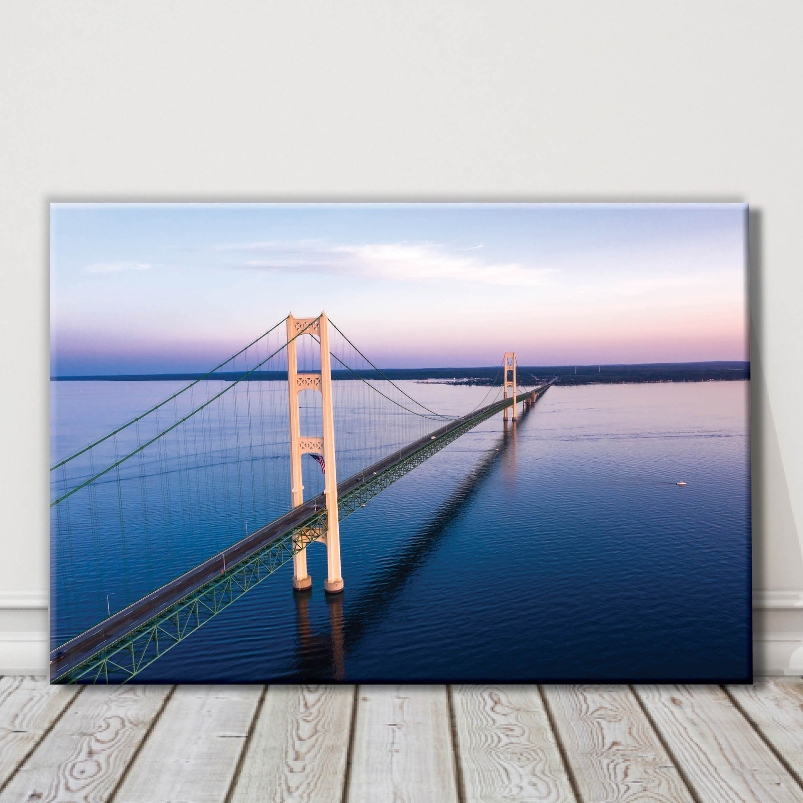Mackinac Bridge Sunset Canvas Decor Mackinac Bridge Wall Art Etsy