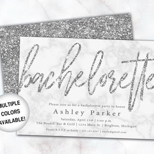 Silver Glitter Bachelorette Party Invitation Bachelorette Invitation Template Silver Bachelorette Party Invitation Printable image 4