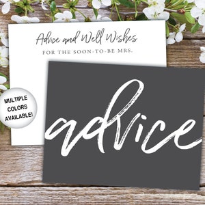 Advice Card Insert for Bridal Shower Bridal Shower Advice Card Template Advice and Well Wishes Card Printable Advice Card for Bride image 4