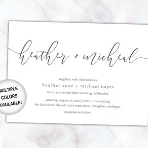 Simple Wedding Invitations | Wedding Invitations with Names Template | Printable Wedding Invitations | Minimalist Wedding Invitations
