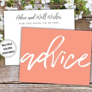 Advice Card Insert for Bridal Shower Bridal Shower Advice Card Template Advice and Well Wishes Card Printable Advice Card for Bride image 10