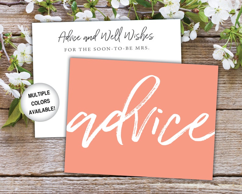 Advice Card Insert for Bridal Shower Bridal Shower Advice Card Template Advice and Well Wishes Card Printable Advice Card for Bride image 10