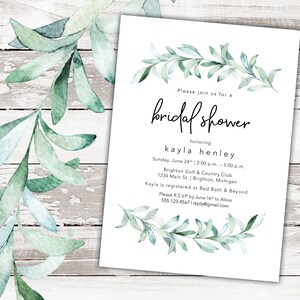 Eucalyptus Bridal Shower Invitations | Bridal Shower Invitation Eucalyptus | Printable Bridal Shower Invitation with Leaves | Flower Bridal