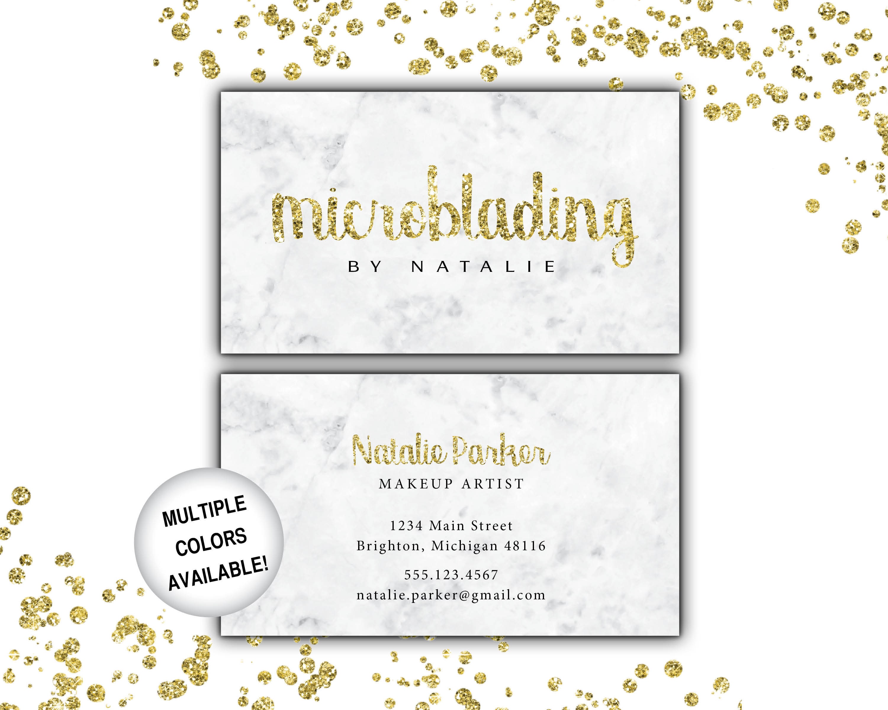 Microblading Business Cards | Makeup Artist Business Cards | Gold ...