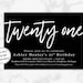 21st Birthday Invitation Printable Twenty First Birthday Invitation ...