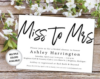 Miss to Mrs Invitation Black and White | Miss to Mrs Bridal Shower Invitation | Printable Bridal Shower Invitation | From Miss to Mrs Invite