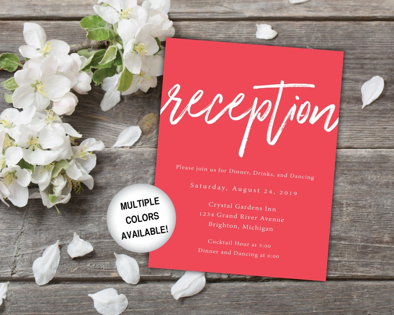 Printable Wedding Reception Card Black and White Reception Invitation Wedding Reception Invitations Wedding Reception Template Card image 5