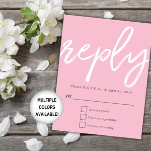 Printable Wedding Reply Card Black and White Wedding RSVP Card Wedding Reply Card for Invitations Wedding Reply Card Template RSVP image 9