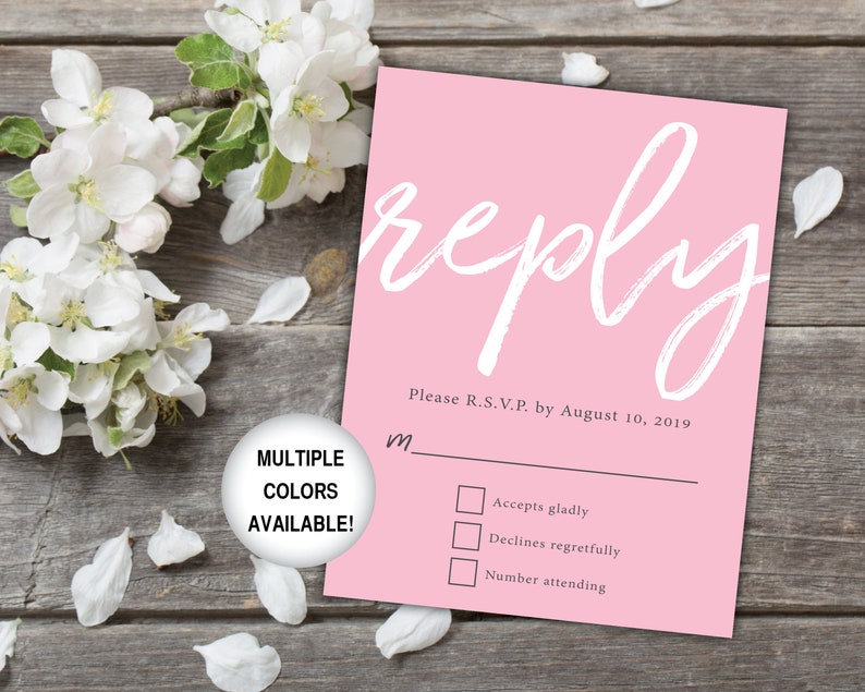 Printable Wedding Reply Card Black and White Wedding RSVP Card Wedding Reply Card for Invitations Wedding Reply Card Template RSVP image 9