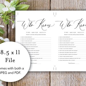 Who Knows the Bride Best Bridal Shower Game DIY Printable Template ...