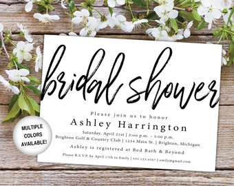 Bridal Shower Invitation Black and White | Wedding Shower Invitation | Printable Shower Invitation | Bridal Shower Invitation Template