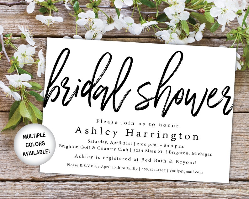 Bridal Shower Invitation Black and White Wedding Shower Invitation Printable Shower Invitation Bridal Shower Invitation Template image 1