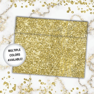 Gold A2 Envelopes Gold Glitter Envelopes Template Gold Glitter Envelopes for A2 Size Printed Gold Glitter Envelope image 1