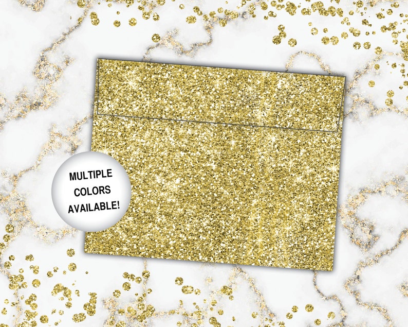 Gold A2 Envelopes Gold Glitter Envelopes Template Gold Glitter Envelopes for A2 Size Printed Gold Glitter Envelope image 1