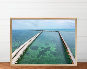 Old Seven Mile Bridge Key West Aerial View Photo, Old and New 7 Mile Bridge Wall Decor Print, Florida Keys Photography, Ocean View Wall Art