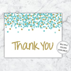 obrigado cartões confetes do brilho do ouro | obrigado do ouro você cartões confetes | obrigado cartões postais | Cartões Postais Confetti Obrigado Teal