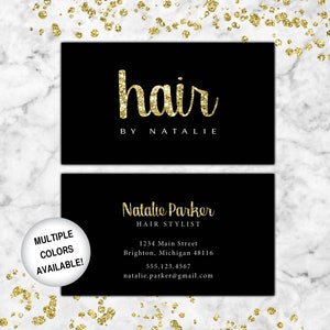 Business Cards Hairstylist | Hairdresser Business Cards | Black and Gold Business Cards | Business Cards Hair | Business Card Template Hair