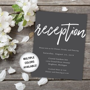 Printable Wedding Reception Card Black and White Reception Invitation Wedding Reception Invitations Wedding Reception Template Card image 6