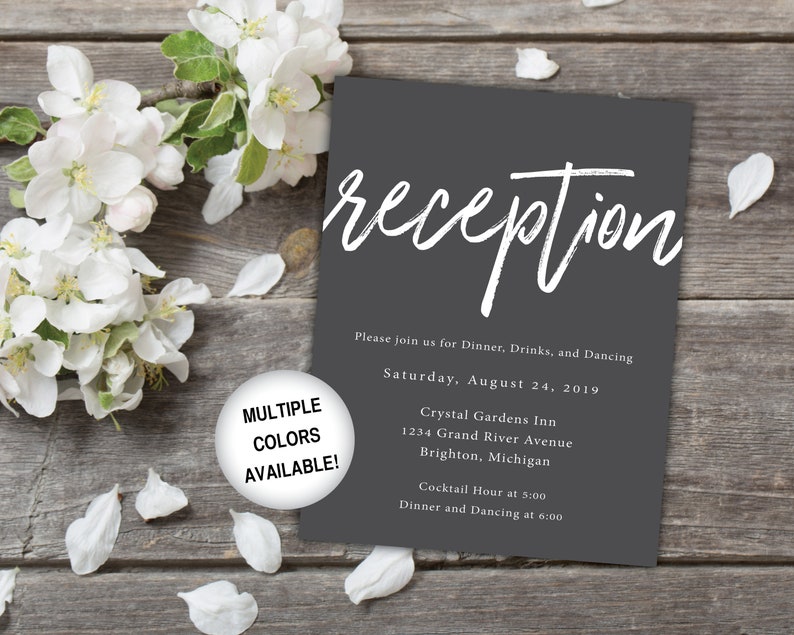 Printable Wedding Reception Card Black and White Reception Invitation Wedding Reception Invitations Wedding Reception Template Card image 6