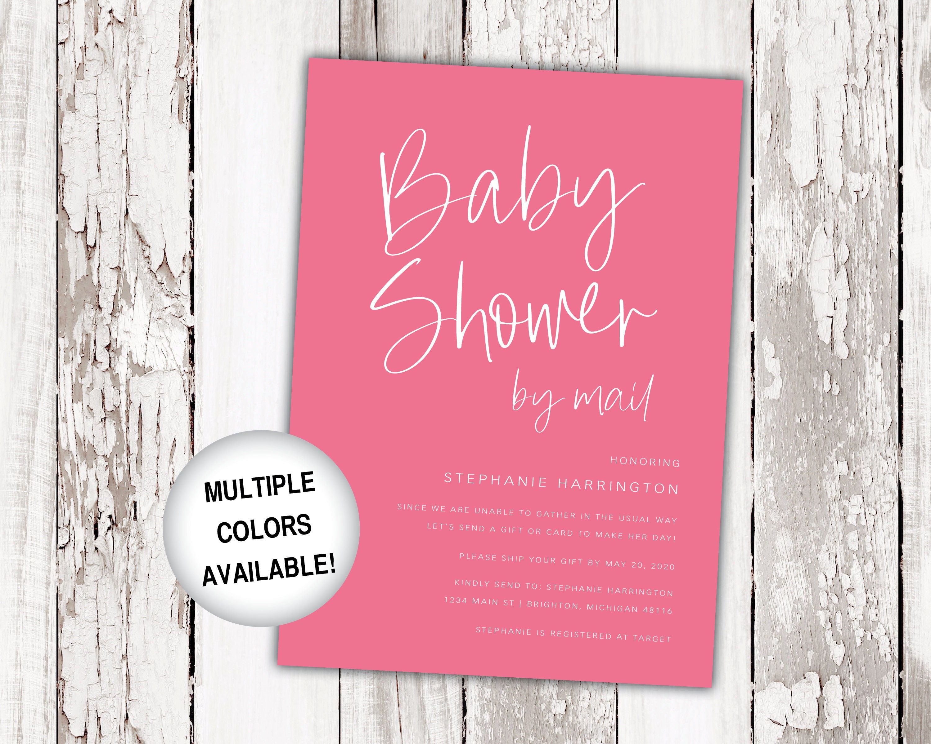 Baby Shower by Mail Invitation Printed or Digital File Etsy