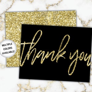 Gold Thank You Cards Gold Glitter Thank You Cards Printable Thank You Notecards Printable Thank You Cards Gold Glitter image 5