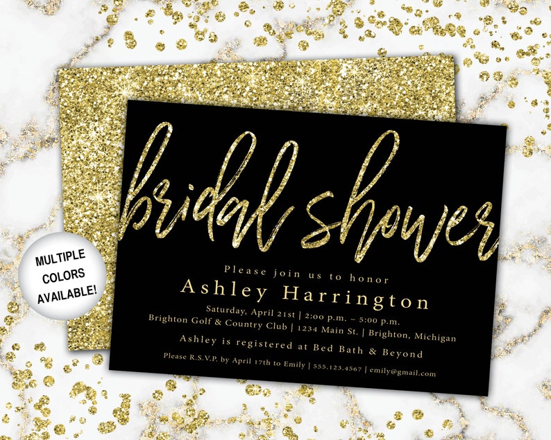 Navy and Gold Bridal Shower Invitation Bridal Shower Invitation Template Gold Bridal Shower Invitations Navy and Gold Bridal Shower image 6