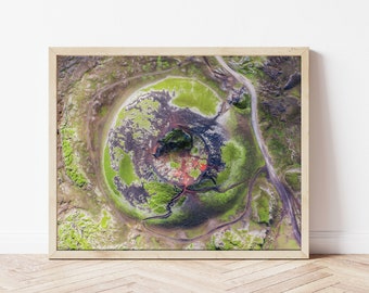 Stútur Crater Iceland Photography Wall Art, Landmannalaugar Iceland Wall Decor Artwork, Highlands of Iceland Photography Volcano Aerial