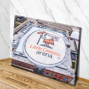Little Caesars Arena Canvas Aerial View | LCA Top View | Detroit Red Wings Arena Wall Art | Detroit Pistons, Hockey | Downtown Detroit