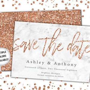 Rose Gold and Navy Save The Date Save The Date Invitation Template Rose Gold Save the Date Invitation Announcement Rose Gold Glitter image 5