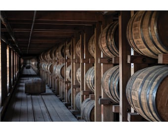 Bourbon Barrel Distillery Rackhouse Photo Print, Whiskey Wall Art, Kentucky Bourbon Barrel Racks, Whiskey Barrel Wall Art Decor Man Cave