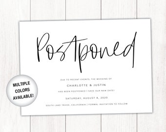 Postponed Wedding Card Template | Change The Date Wedding Announcements Template | Wedding Date Change Announcement | Postponed Wedding Date