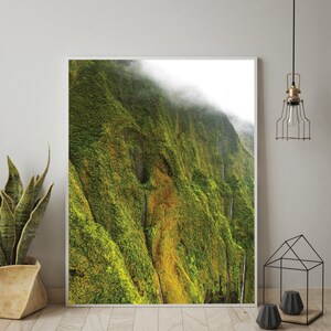 Mount Waialeale Kauai Foto Wasserfall, Na Pali Coast Hawaii Fotografie Wand Kunst Druck, Kauai Hubschrauber Tour Fotos Berge
